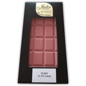 Tablettes de chocolat rubis de Jules Chocolatier